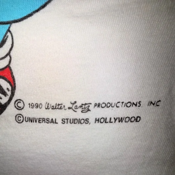 Universal Studios Woody Woodpecker T-Shirt Mens L White Good 1990 Vintage Neon - Picture 3 of 4